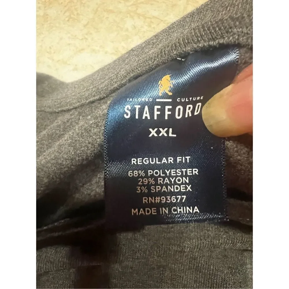 Stafford Men’s Long Sleeve Gray Knit sleepwear Tee Sz XXL NWT